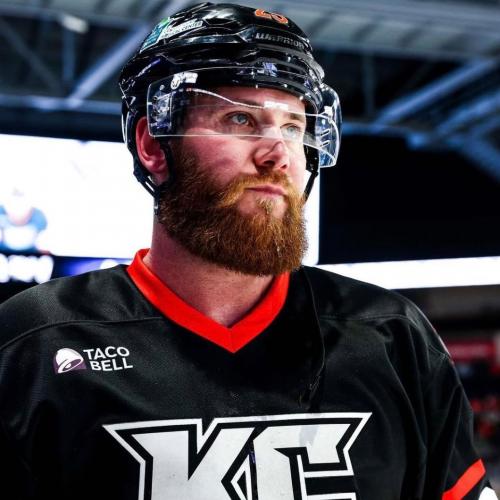 Ryan Devine in his professional hockey uniform